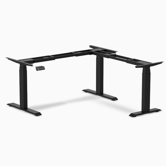 L-shape sit stand desk frame in black