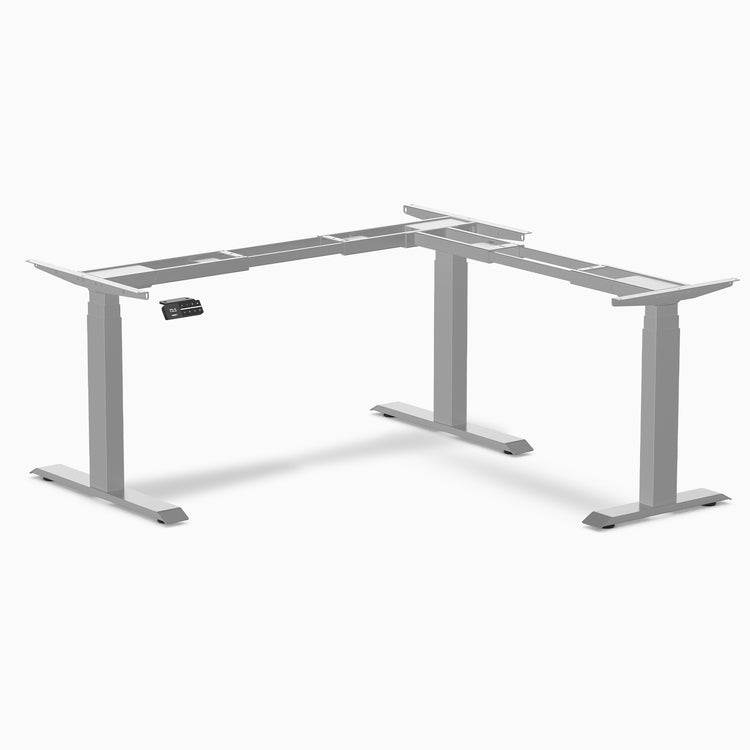 L-shape sit stand desk frame in grey - Desky Canada