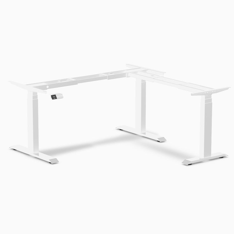 White sit stand L-shape desk frame - Desky