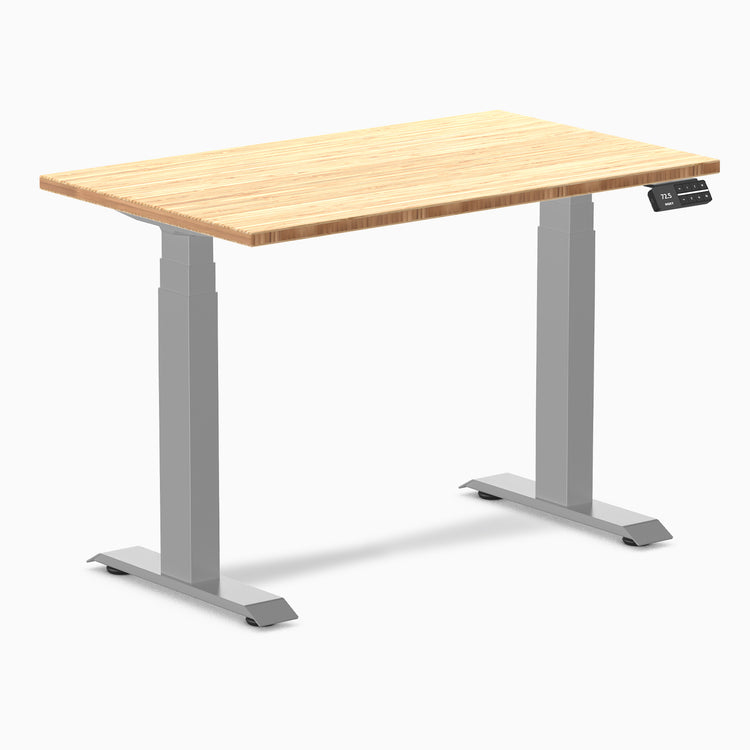 Dual mini bamboo standing desk - Natural Bamboo - grey 40"