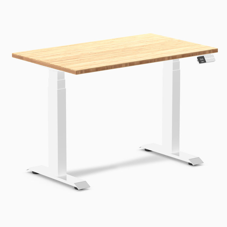 Dual mini bamboo standing desk - Natural Bamboo - white 40"