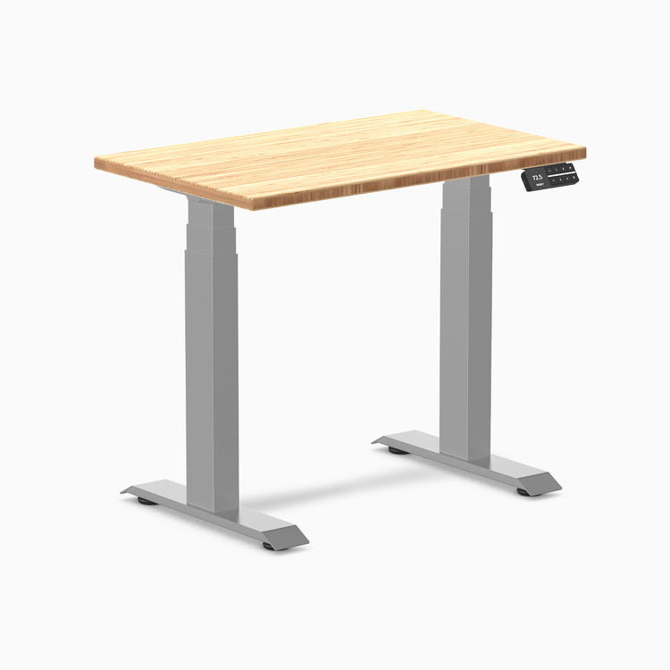 Dual mini bamboo standing desk - Natural Bamboo - grey 32"