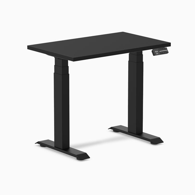 Dual mini melamine standing desk - black laminate - black 32"