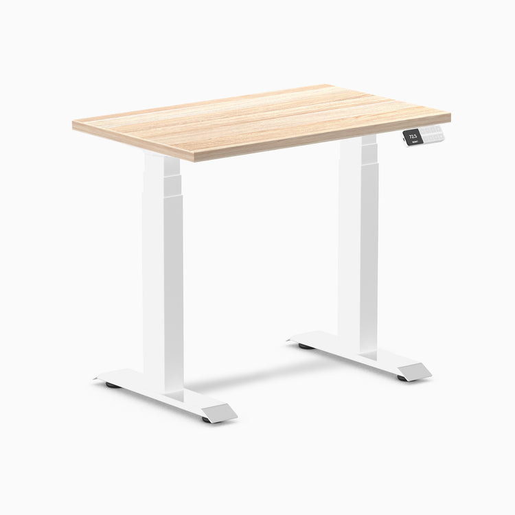 Fixed mini melamine desk - classic oak laminate - white 32"