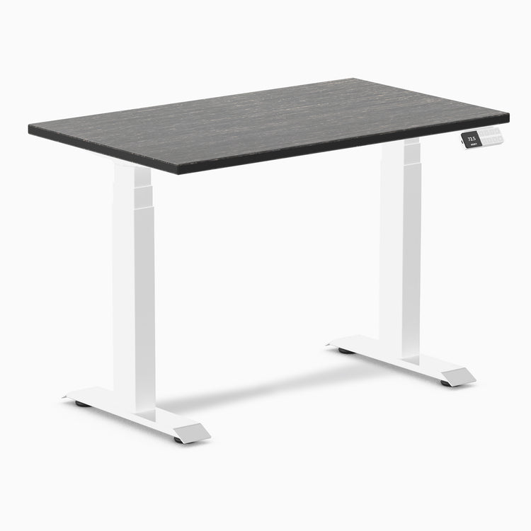 Dual mini bamboo standing desk - Dark Bamboo - white 40"