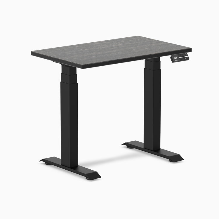 Dual mini bamboo standing desk - Dark Bamboo - black 32"