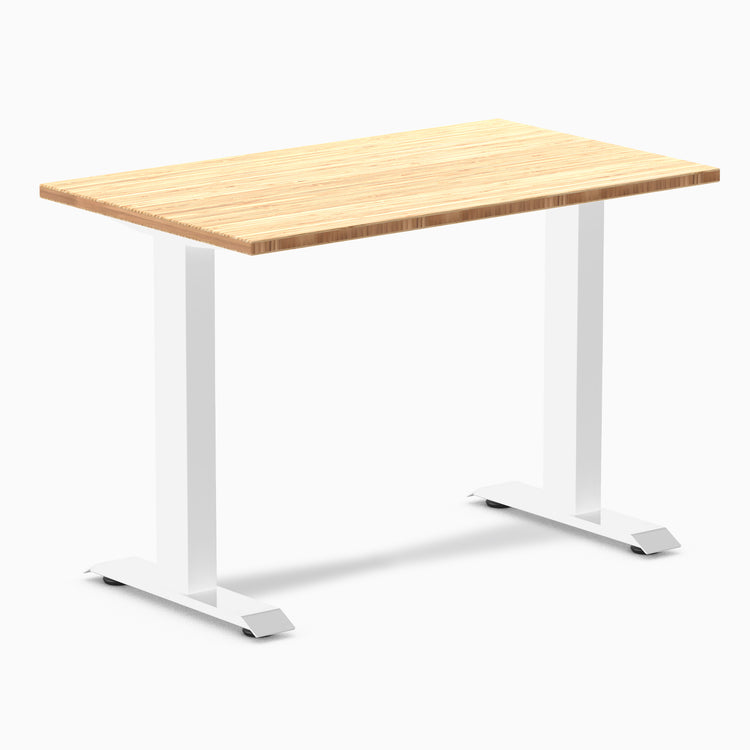 Fixed mini bamboo desk - Natural Bamboo - white 40"