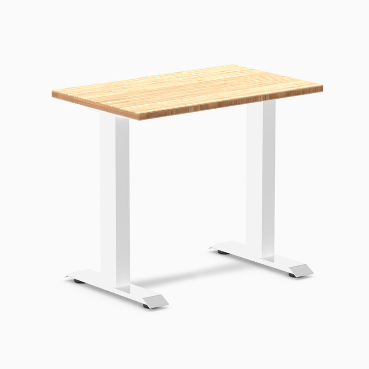 Fixed mini bamboo desk - Natural Bamboo - white 32"