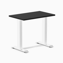 Desky Zero Mini Office Desk, Black desktop, White frame