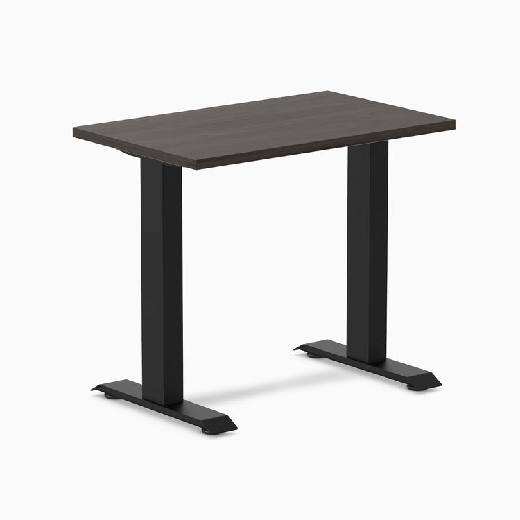 Fixed mini melamine desk - burnished wood laminate - black 32"