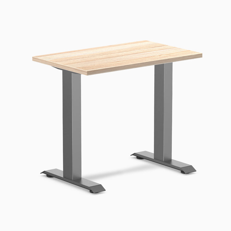 Fixed mini melamine desk - classic oak laminate - space grey 32"