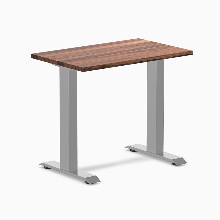 Fixed mini hardwood desk - Walnut - grey 32"