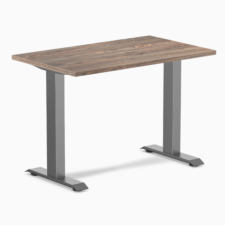 Fixed mini melamine desk - natural walnut laminate - space grey 40"