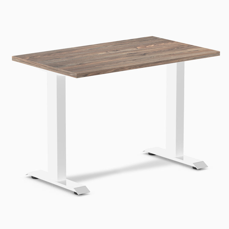 Fixed mini melamine desk - natural walnut laminate - white 40"