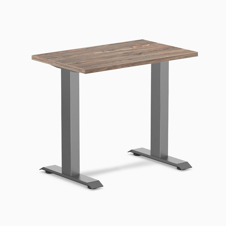 Fixed mini melamine desk - natural walnut laminate - space grey 32"