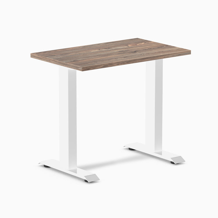 Fixed mini melamine desk - natural walnut laminate - white 32"