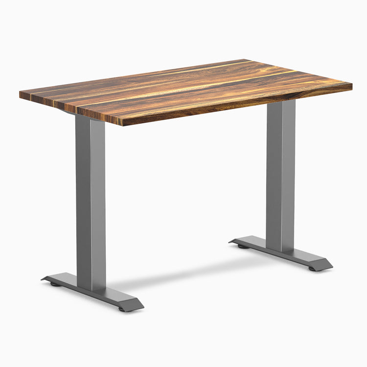 Fixed mini hardwood desk - Pheasantwood - space grey 40"