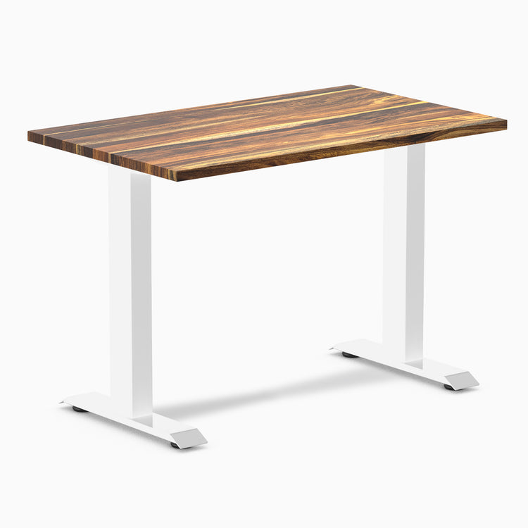 Fixed mini hardwood desk - Pheasantwood - white 40"