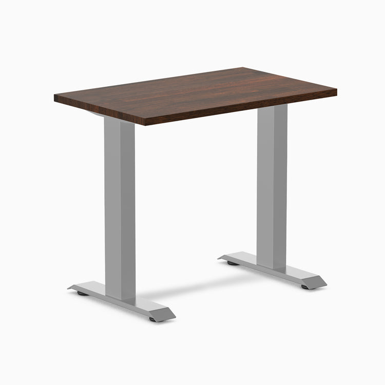 Fixed mini rubberwood desk - Dark Walnut - grey 32"