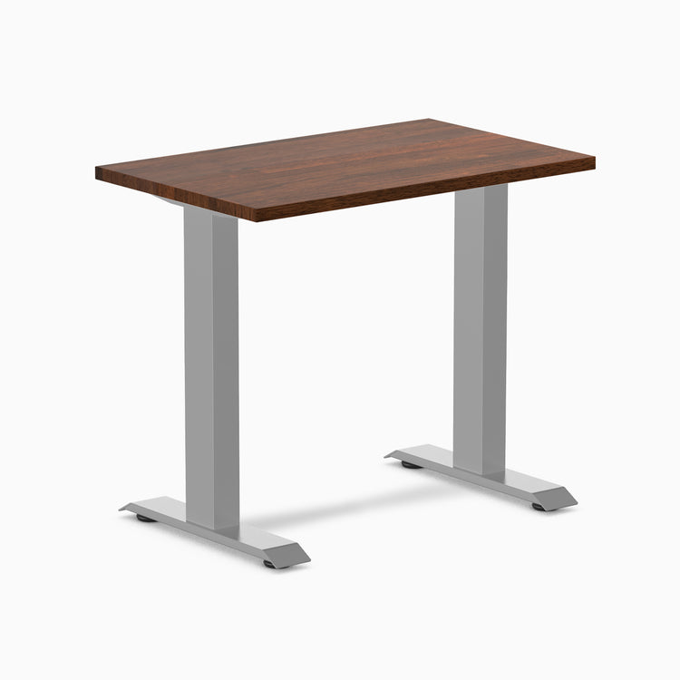 Fixed mini rubberwood desk - Red Walnut - grey 32"