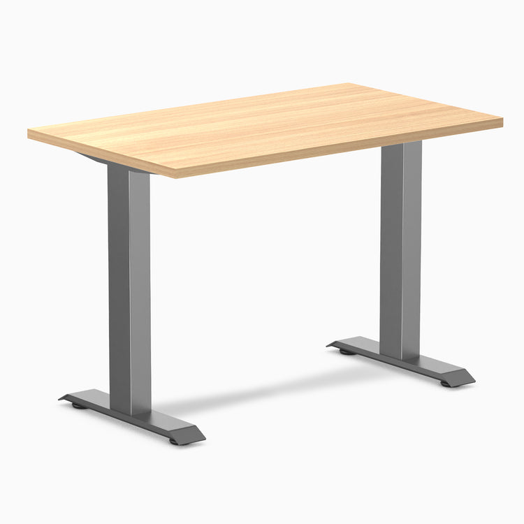 Fixed mini melamine desk - sublime teak laminate - space grey 40"