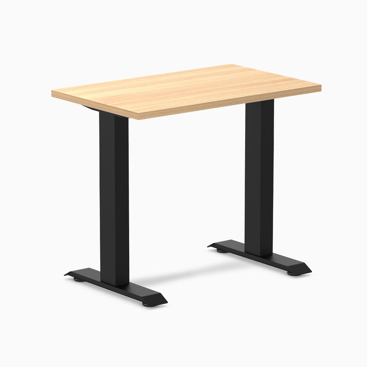 Fixed mini melamine desk - sublime teak laminate - black 32"