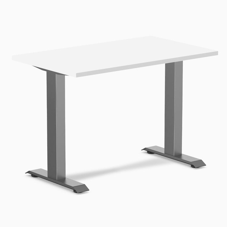 Fixed mini melamine desk - white laminate - space grey 40"