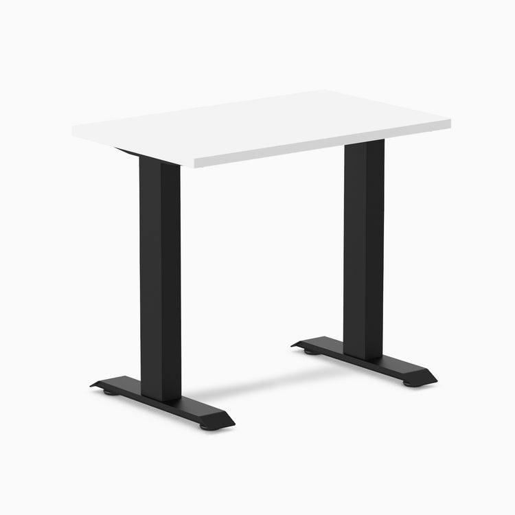 Fixed mini melamine desk - white laminate - black 32"