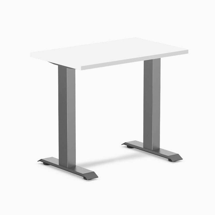 Fixed mini melamine desk - white laminate - space grey 32"