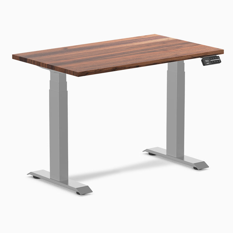 Dual mini hardwood standing desk - Walnut - grey 40"