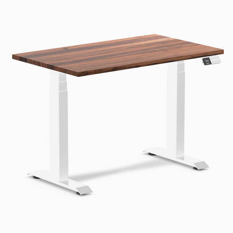 Dual mini hardwood standing desk - Walnut - white 40"