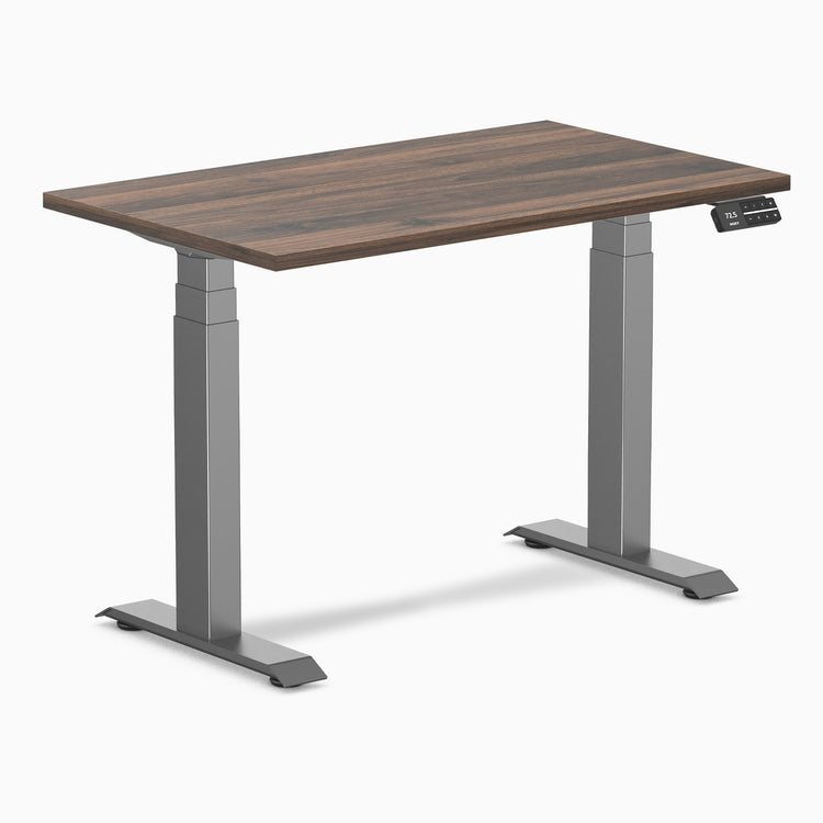 Dual mini melamine standing desk - jarrah legno laminate - space grey 40"