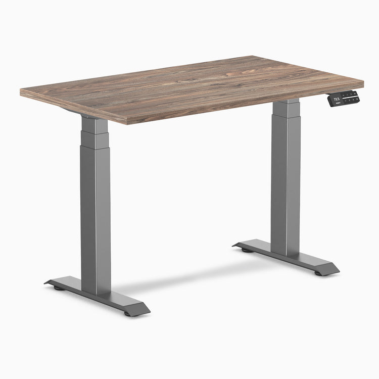 Dual mini melamine standing desk - natural walnut laminate - space grey 40"