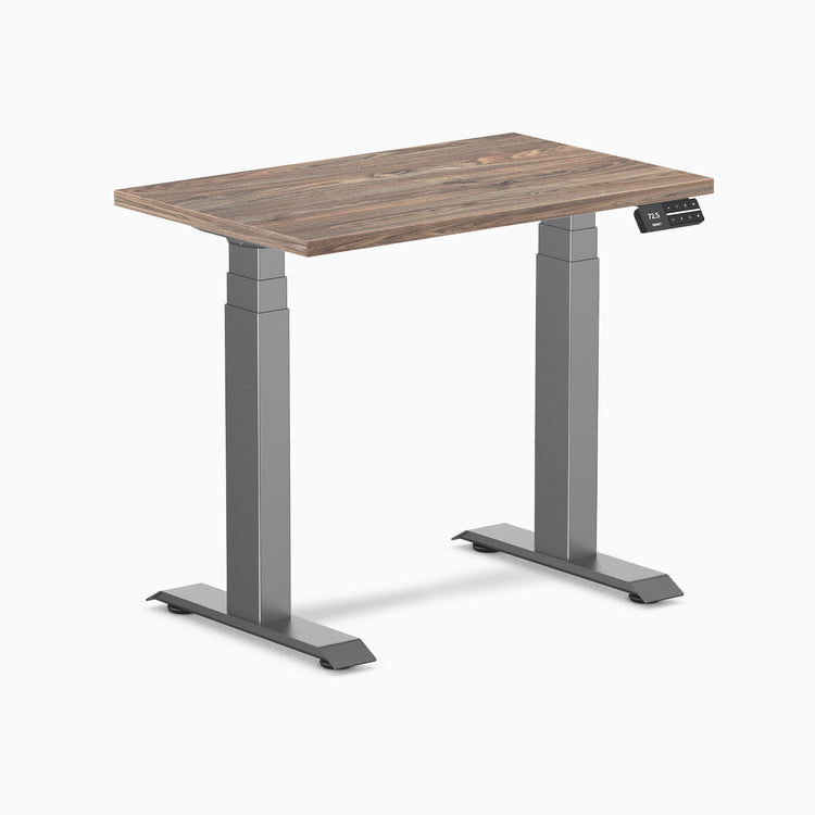 Dual mini melamine standing desk - natural walnut laminate - space grey 32"