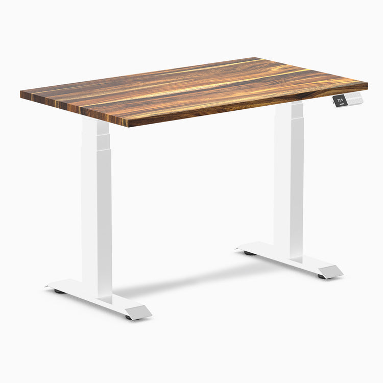 Dual mini hardwood standing desk - Pheasantwood - white 40"