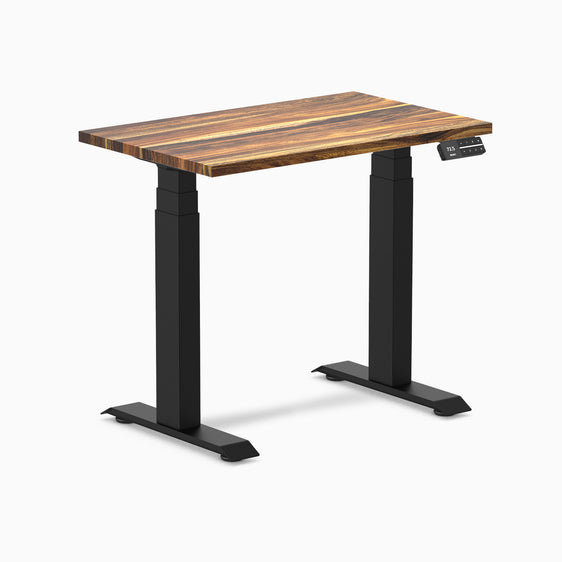 Dual min hardwood standing desk - Pheasantwood - black 32"