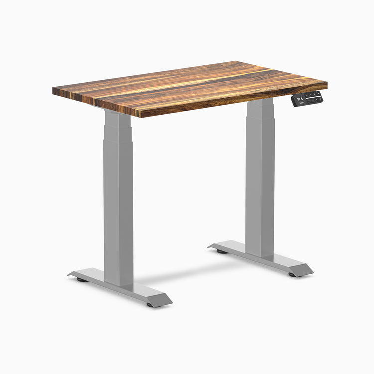 Dual mini hardwood standing desk - Pheasantwood - grey 32"