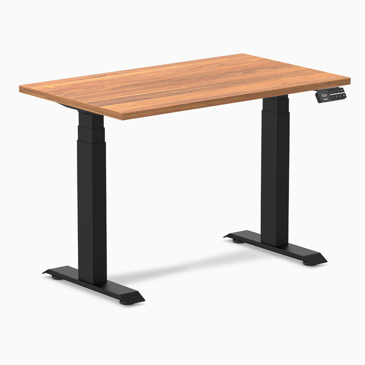 Dual mini melamine standing desk - prime oak laminate - black 40"