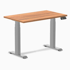 Desky Dual Mini Sit Stand Desk, Prime Oak desktop, Grey frame