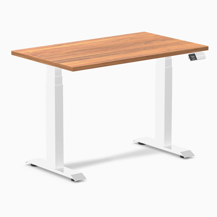 Dual mini melamine standing desk - prime oak laminate - white 40"