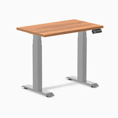 Desky Dual Mini Sit Stand Desk, Prime Oak desktop, Grey frame