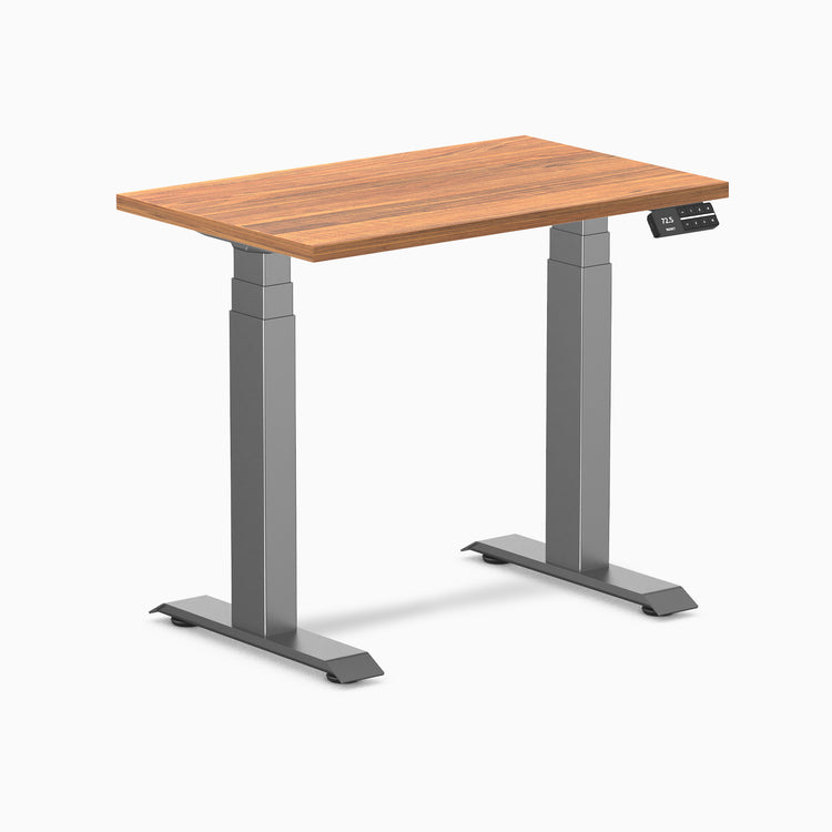 Dual mini melamine standing desk - prime oak laminate - space grey 32"