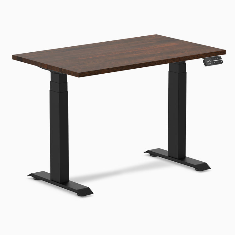 Dual mini rubberwood standing desk - Dark walnut - black 40"