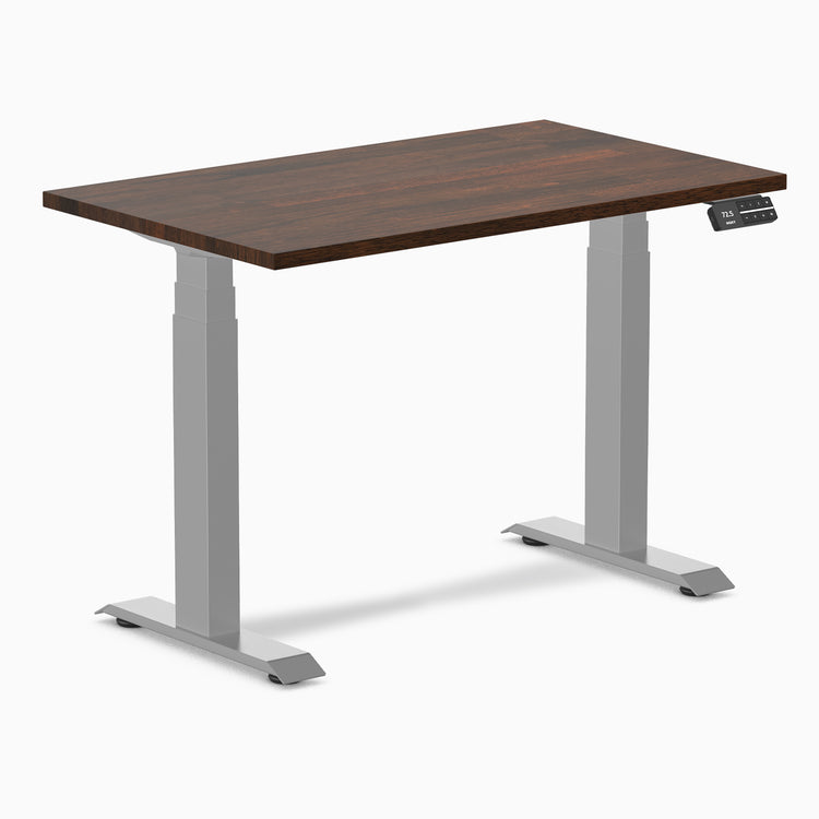 Dual mini rubberwood standing desk - Dark walnut - grey 40"