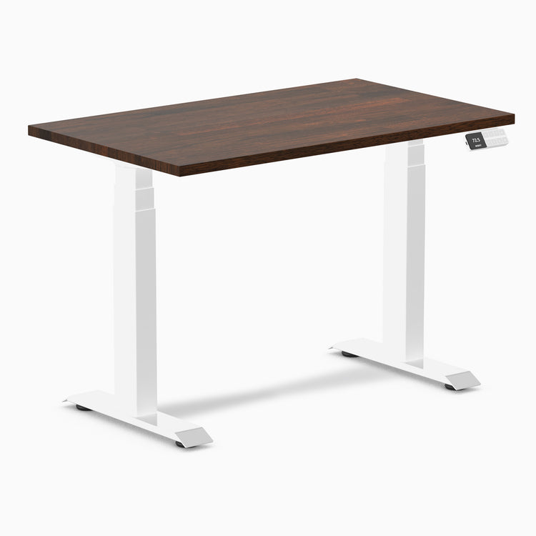 Dual mini rubberwood standing desk - Dark walnut - white 40"