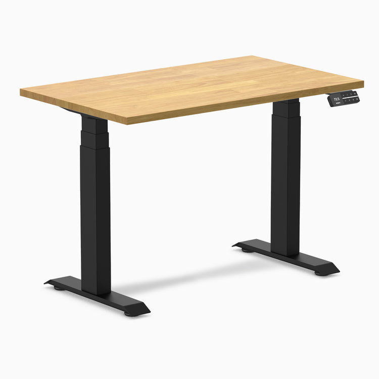 Dual mini rubberwood standing desk - Light oak - black 40"