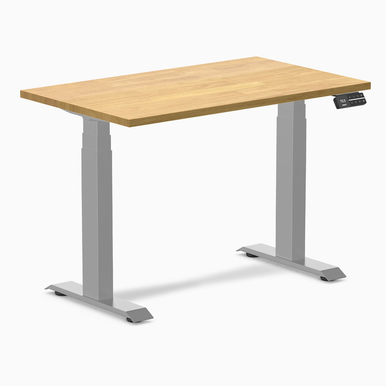 Dual mini rubberwood standing desk - Light oak - grey 40"