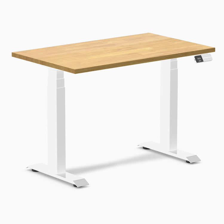 Dual mini rubberwood standing desk - Light oak - white 40"