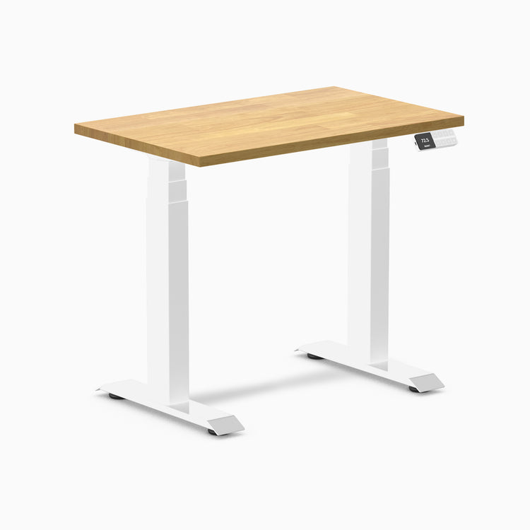 Dual mini rubberwood standing desk - Light oak - white 32"