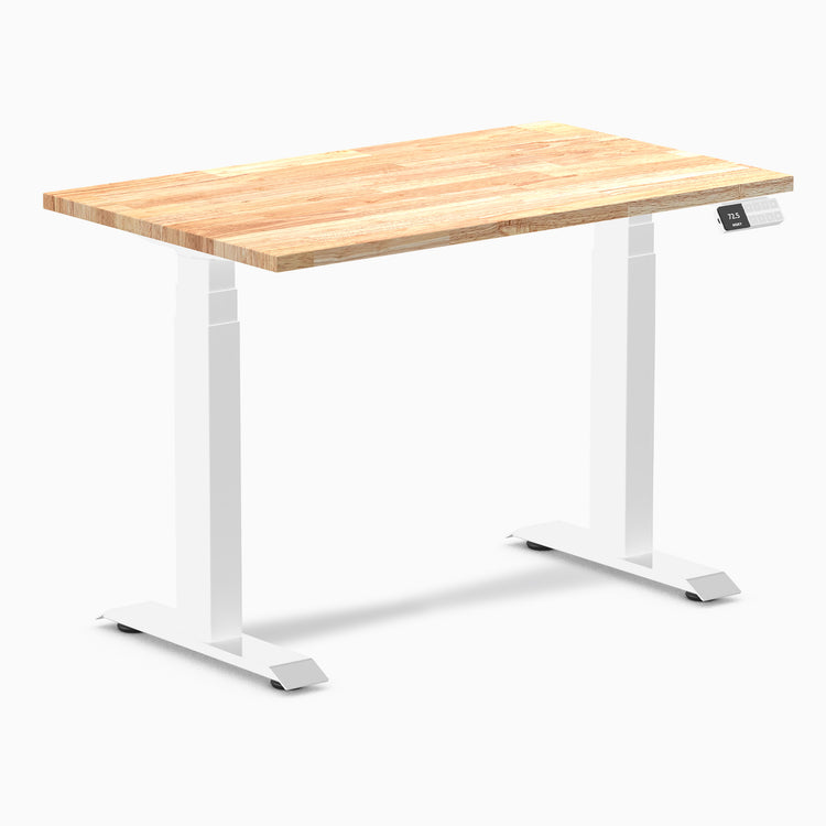 Dual mini rubberwood standing desk - Natural - white 40"